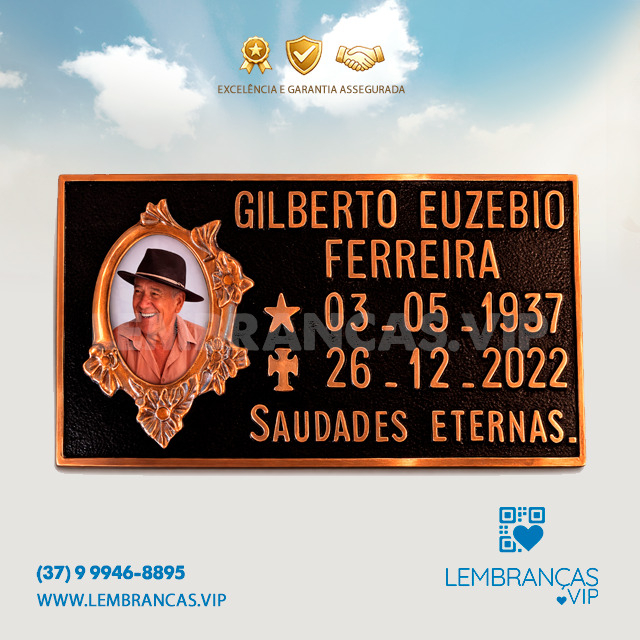 Placa em Bronze 30x15cm com foto porcelana - Imagem 2