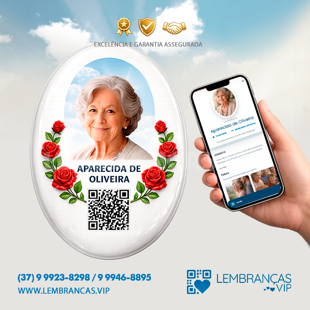 Memorial em Porcelana 13x18cm com QR Code