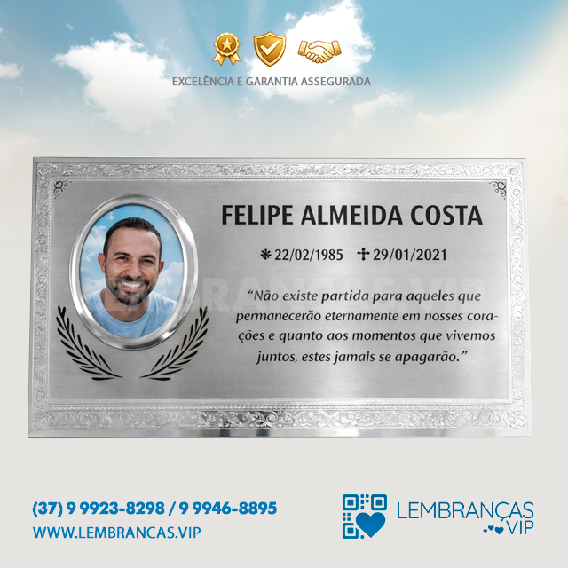 Placa em Aço Inox 20x30cm com Foto em Porcelana
